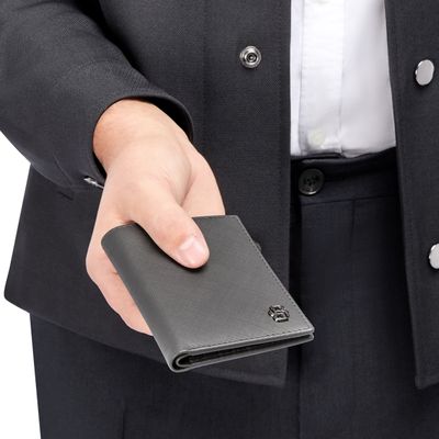 Folding card holder Double B Saffiano Grey - 6