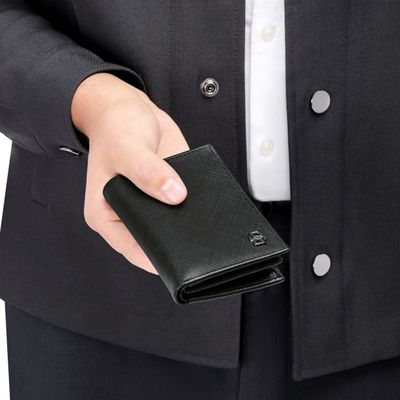 Card holder with flap and money pocket Double B Saffiano Black - 7