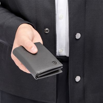 Card holder with flap and money pocket Double B Saffiano Grey - 7