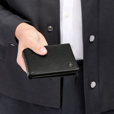 Money wallet with flap Double B Saffiano Black - 7