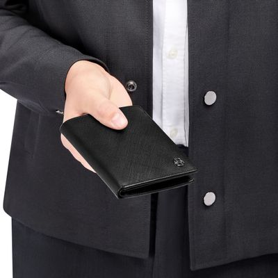 Money wallet with flap Double B Saffiano Black - 7