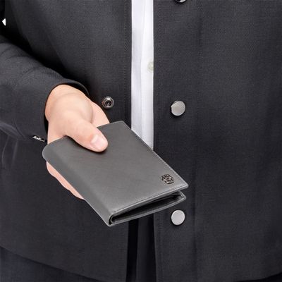Money wallet with flap Double B Saffiano Grey - 7
