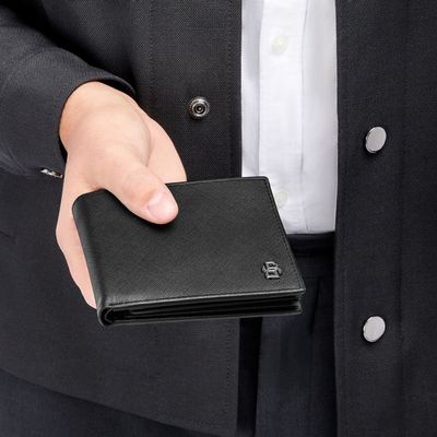 Card wallet with flap Double B Saffiano Black - 7