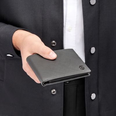 Card wallet with flap Double B Saffiano Grey - 7