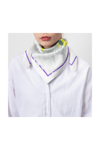 Silk scarf Madeleine White - 3