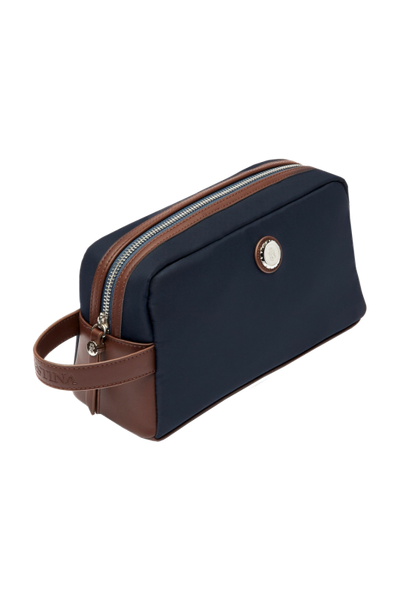 Toiletry Bag Button Navy & Brown - 5