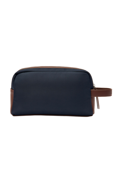 Toiletry Bag Button Navy & Brown - 7