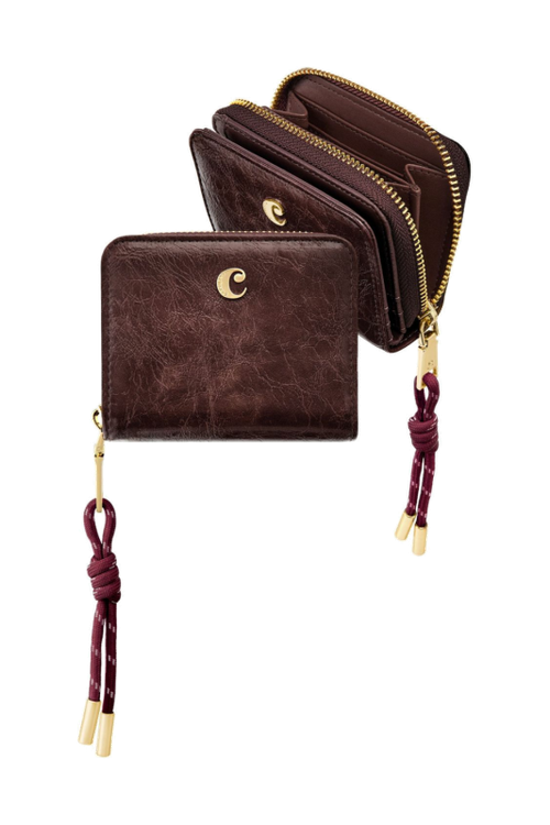 Card wallet with flap Philomène Burgundy - 1