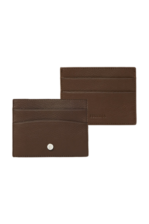 Card holder Button Brown