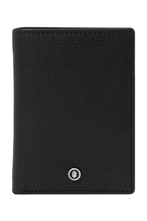 Card holder with flap Button Black - 2