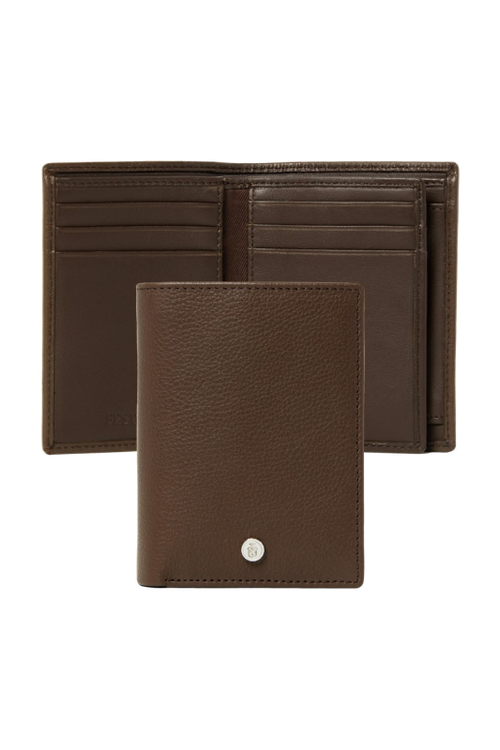 Card holder with flap Button Brown - 1