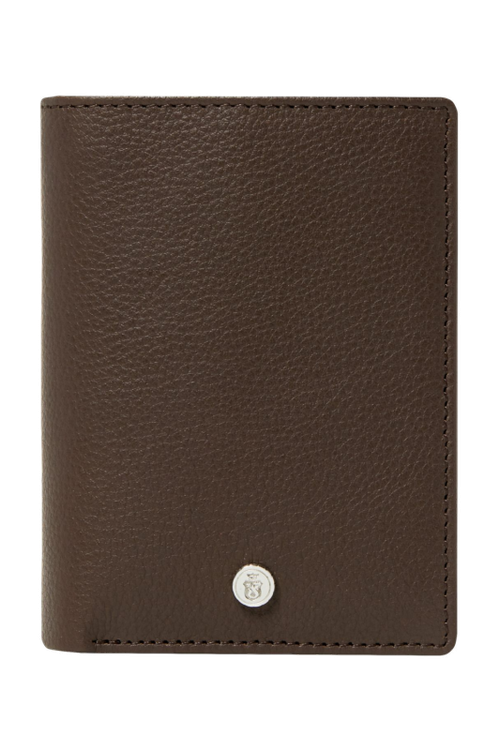 Card holder with flap Button Brown - 2