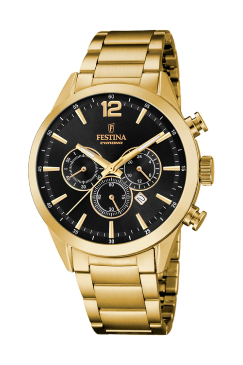 Festina men's black timeless chronograph 316l stainless steel watch bracelet 