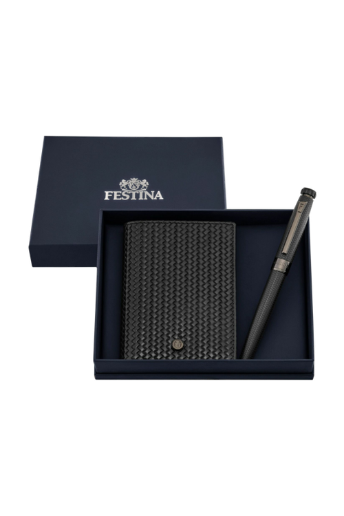 Set Interlace Black (fountain pen & card holder) - 2