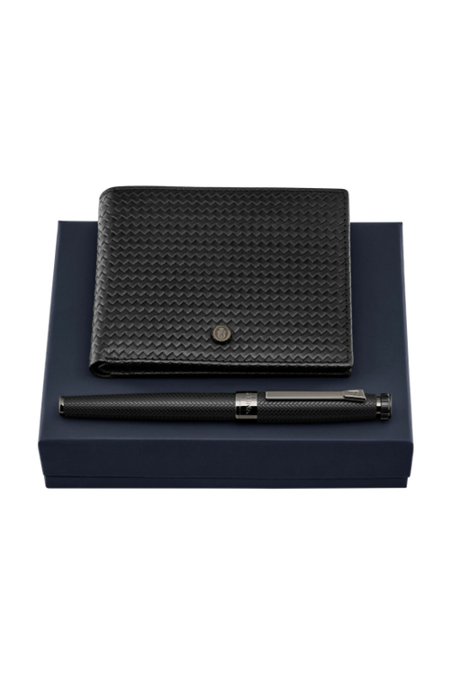 Set Interlace Black (rollerball pen & wallet) - 1