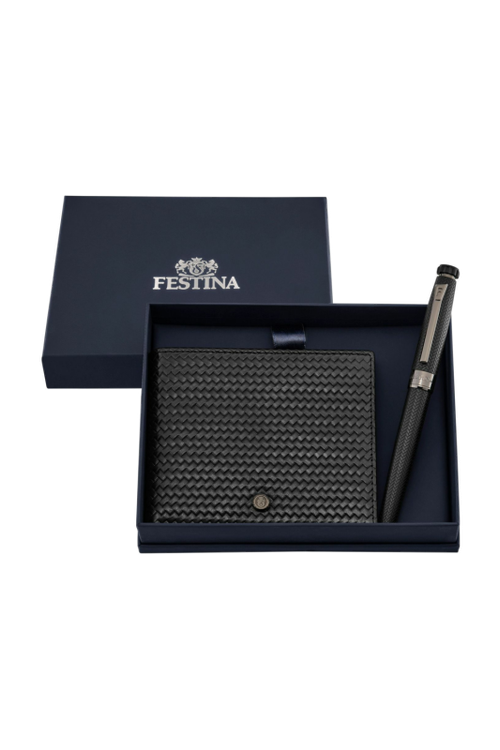 Set Interlace Black (rollerball pen & wallet) - 2