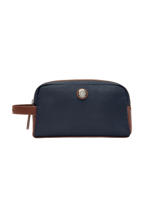 Toiletry Bag Button Navy & Brown - 1