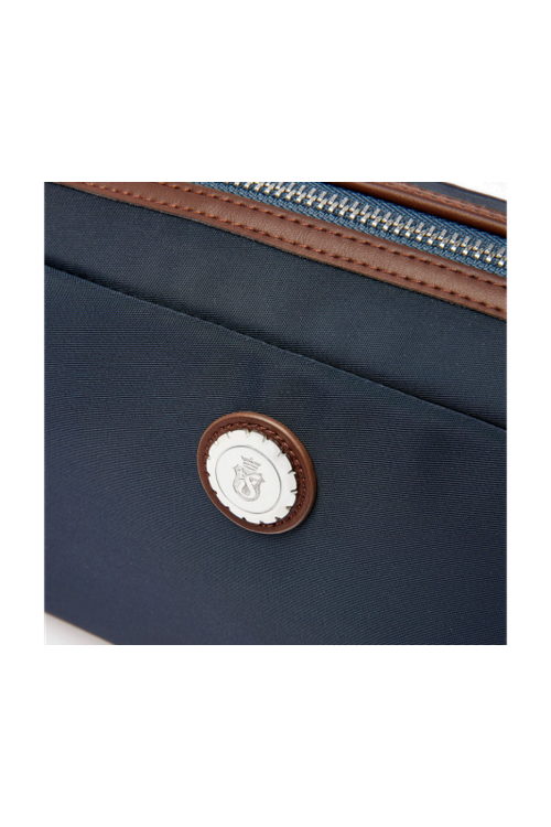 Toiletry Bag Button Navy & Brown - 4
