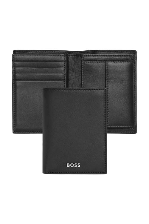 Card holder with flap and money pocket Classic Smooth Black - 1