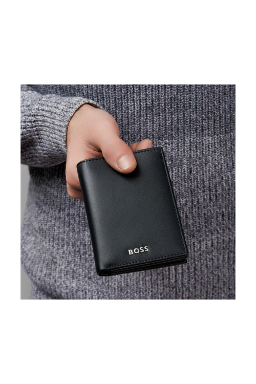 Card holder with flap and money pocket Classic Smooth Black - 3