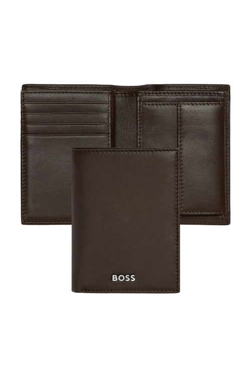 Card holder with flap and money pocket Classic Smooth Brown - 1