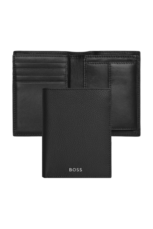 Card holder with flap and money pocket Classic Grained Black - 1