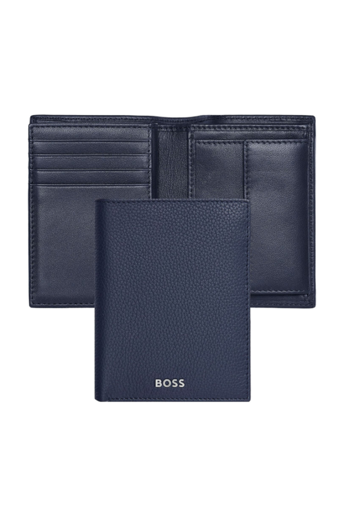 Card holder with flap and money pocket Classic Grained Navy - 1