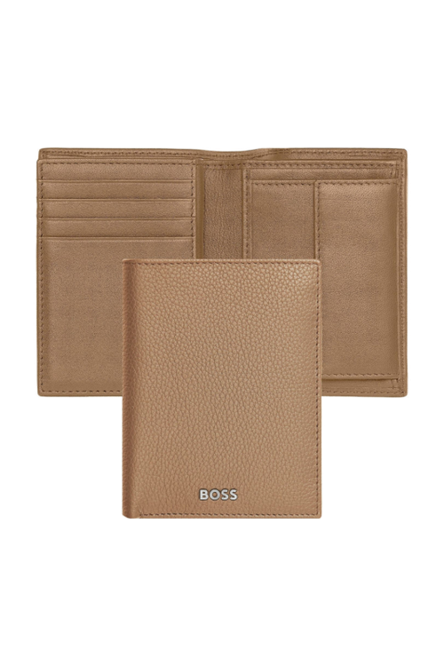 Card holder with flap and money pocket Classic Grained Camel - 1