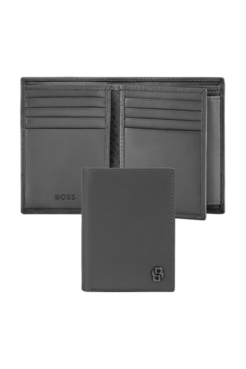 Card holder with flap and money pocket Double B Saffiano Grey - 1