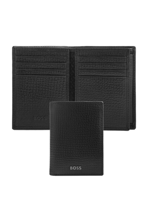 Card holder with flap and money pocket Grid Black - 1