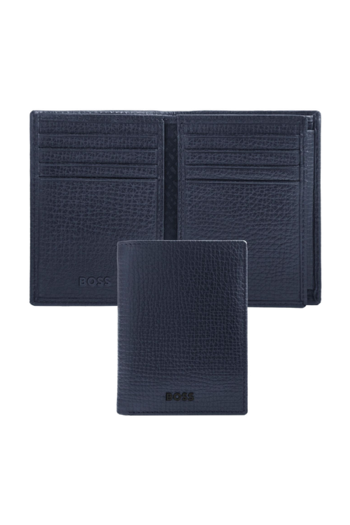 Card holder with flap and money pocket Grid Navy - 1
