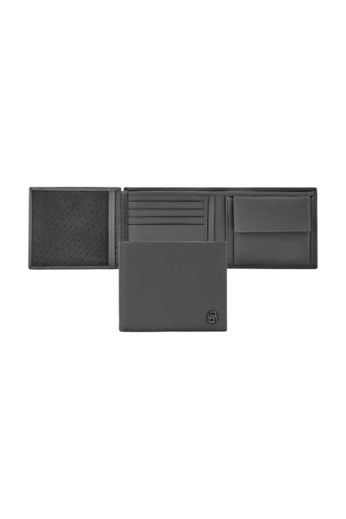 Money wallet with flap Double B Saffiano Grey - 1