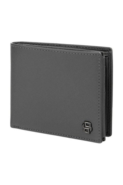 Money wallet with flap Double B Saffiano Grey - 5