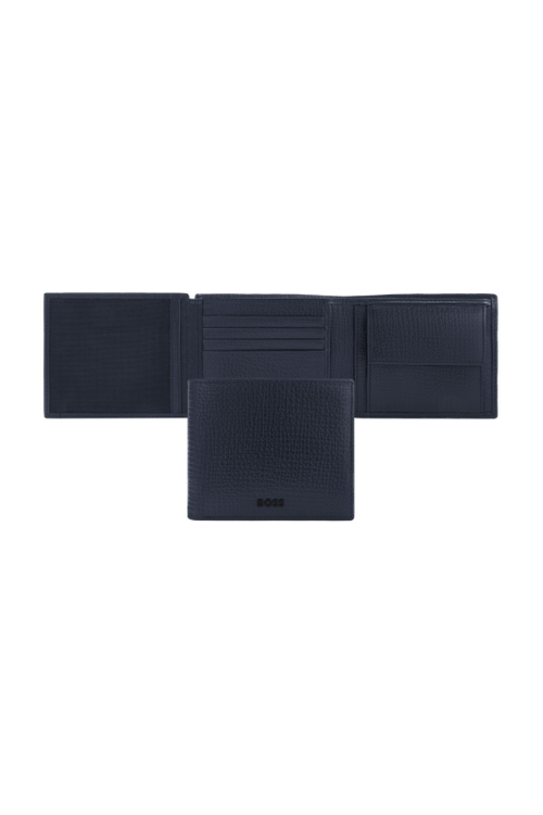 Money wallet with flap Grid Navy - 1