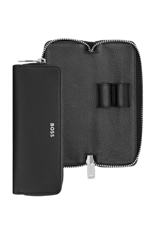 Zipped double pen case Classic Grained Black - 1