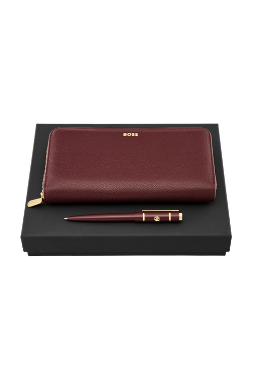 Set HUGO BOSS Burgundy (ballpoint pen & travel purse) - 1