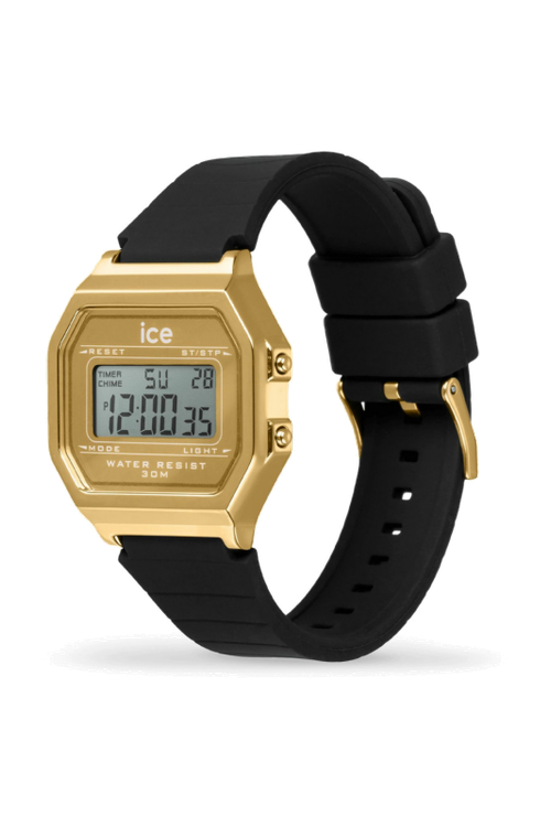 ICE digit retro-Metal gold mirror-Black-Small - 2