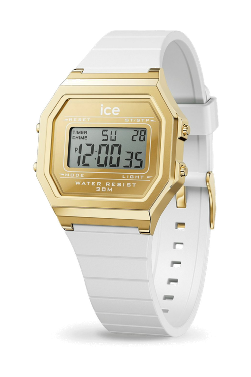 ICE digit retro-Metal gold mirror-White -Small - 1