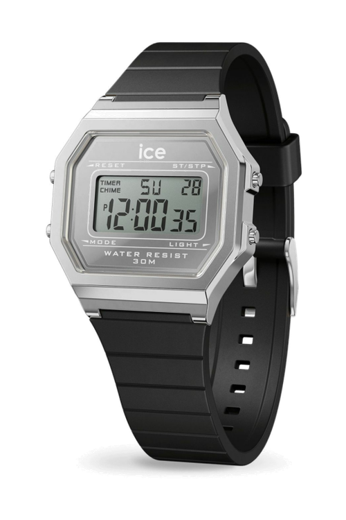 ICE digit retro-Metal silver mirror-Black -Small - 1