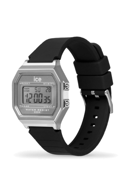ICE digit retro-Metal silver mirror-Black -Small - 2