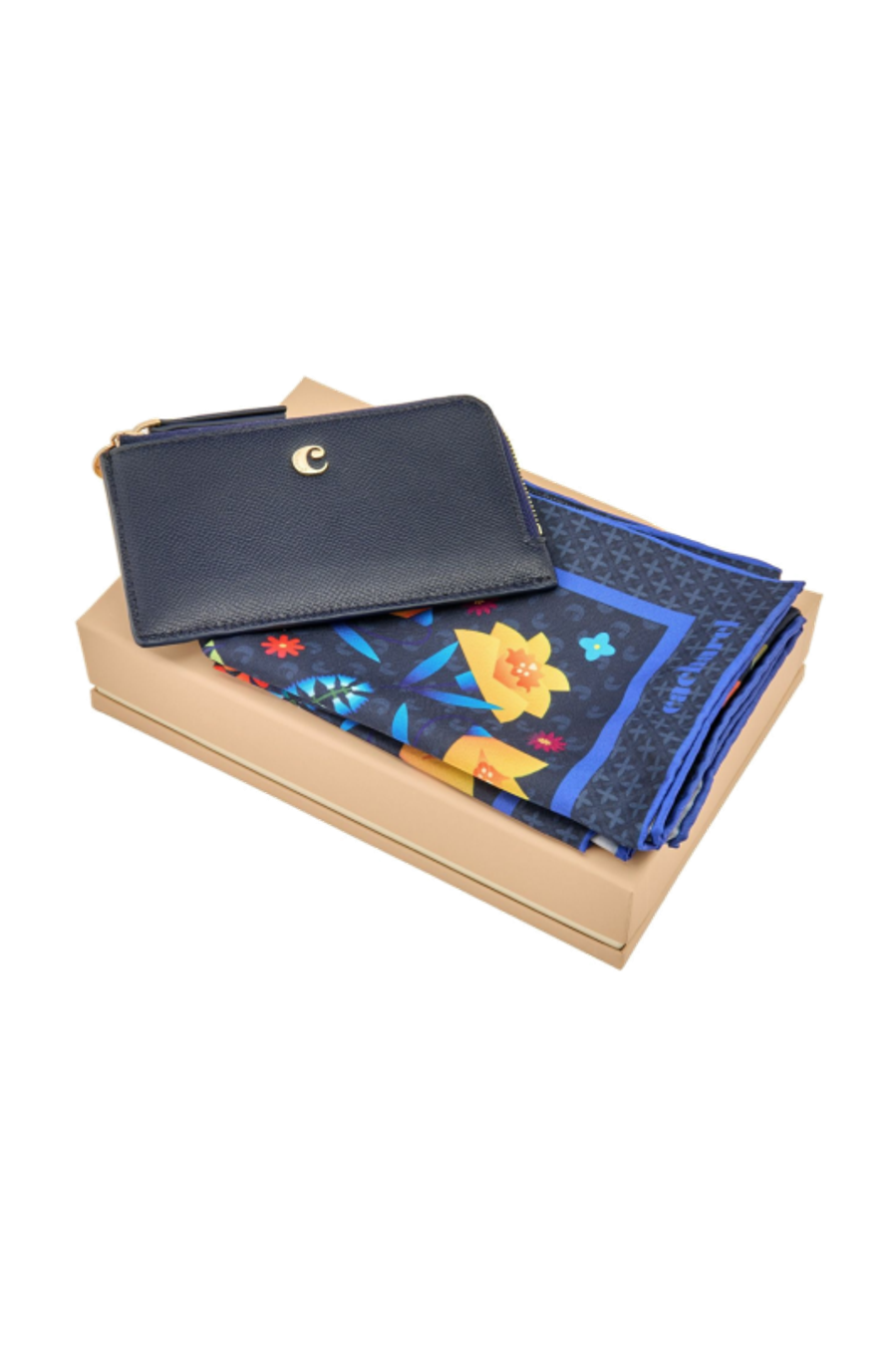 Parure Cacharel Navy (porte-cartes & foulard)