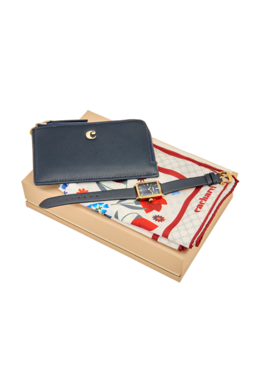 Parure Cacharel (porte-cartes, montre & foulard)