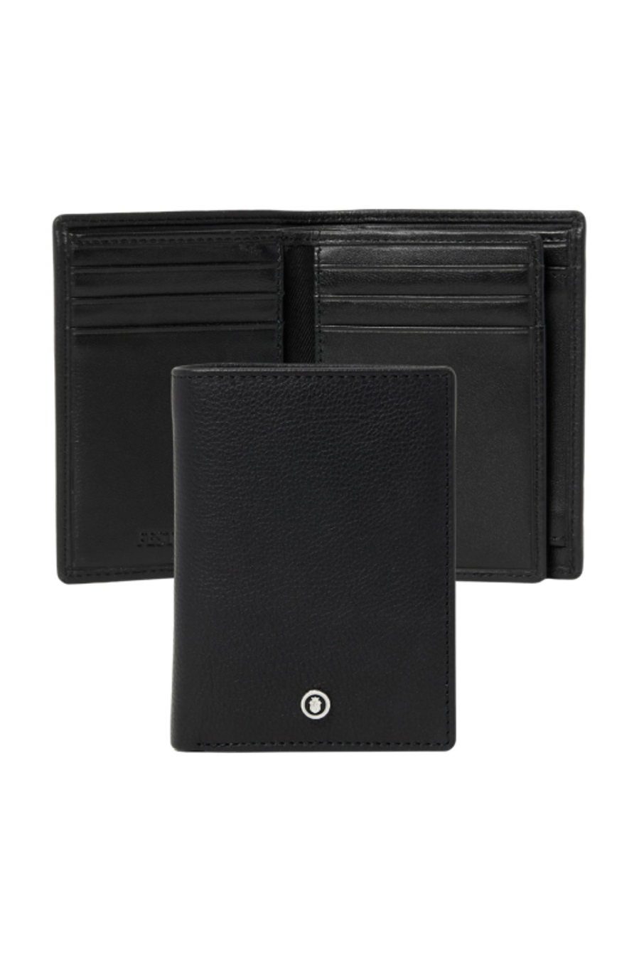 Card holder with flap Button Black