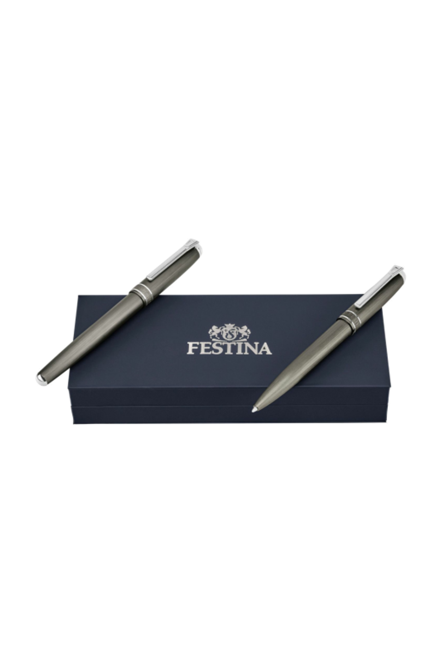 Parure Classicals Brushed Gun & Chrome (stylo bille & stylo roller)