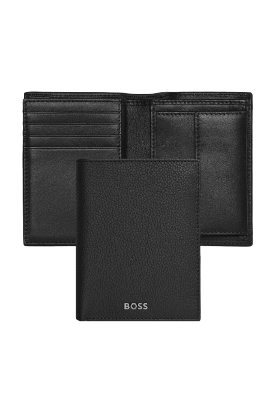 Card holder with flap and money pocket Classic Grained Black