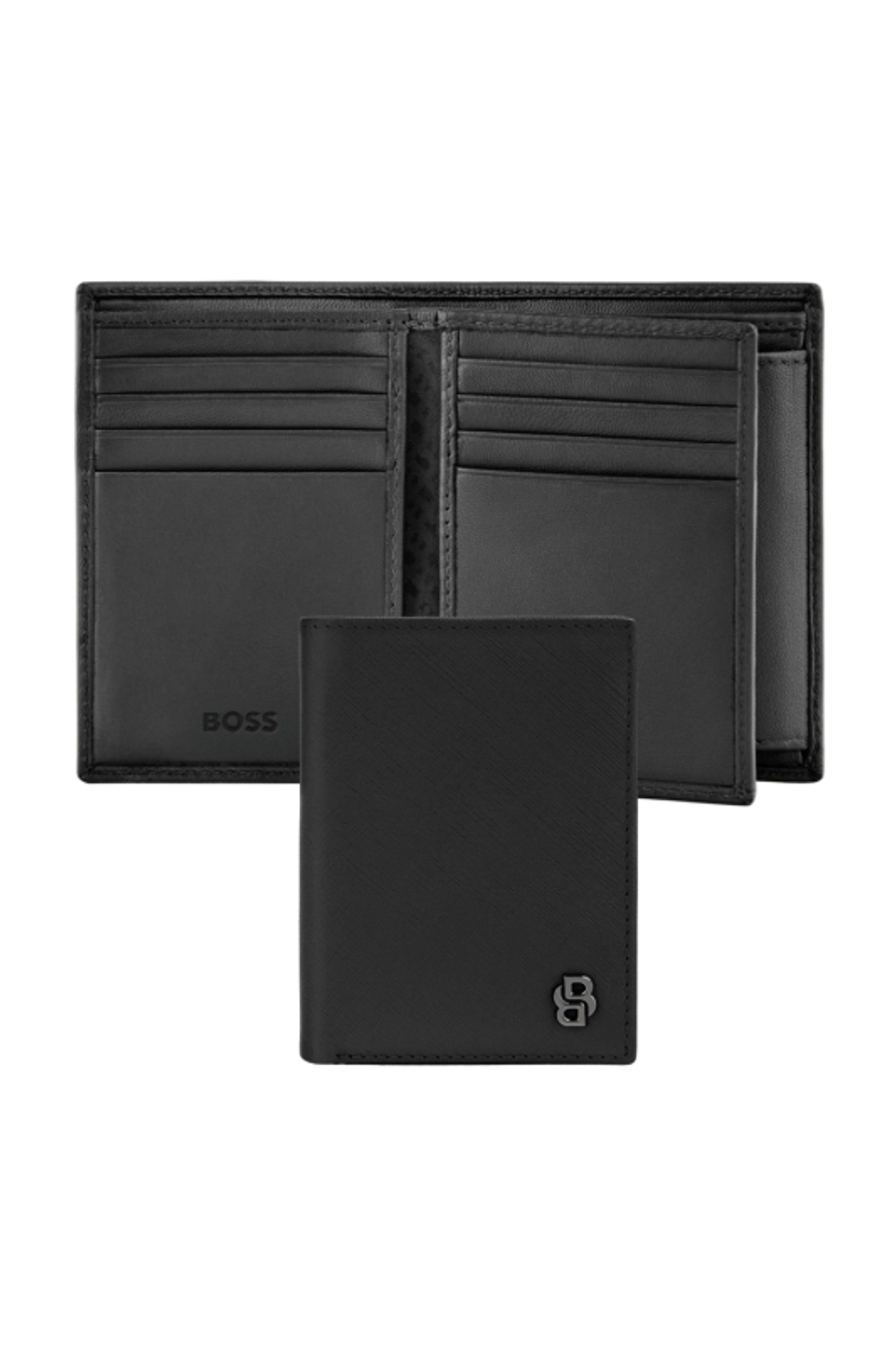 Card holder with flap and money pocket Double B Saffiano Black