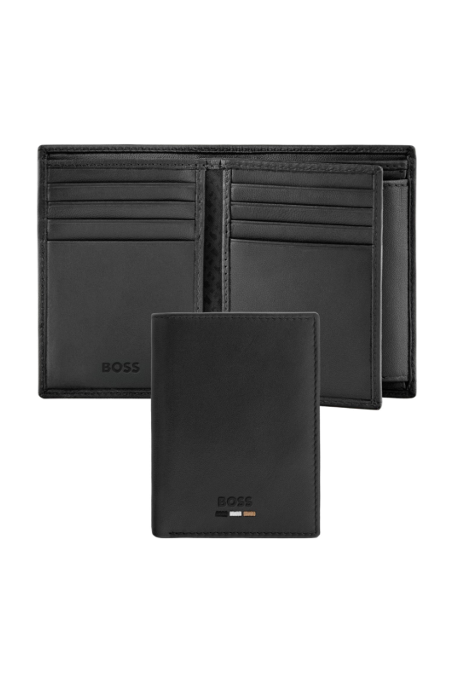 Card holder with flap and money pocket Emblematic Black