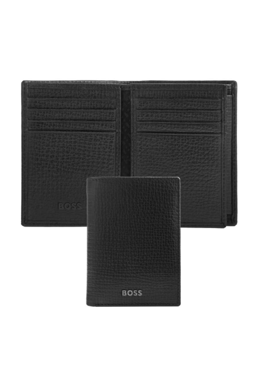 Card holder with flap and money pocket Grid Black