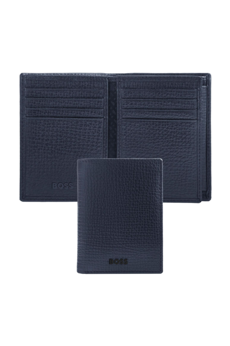 Card holder with flap and money pocket Grid Navy