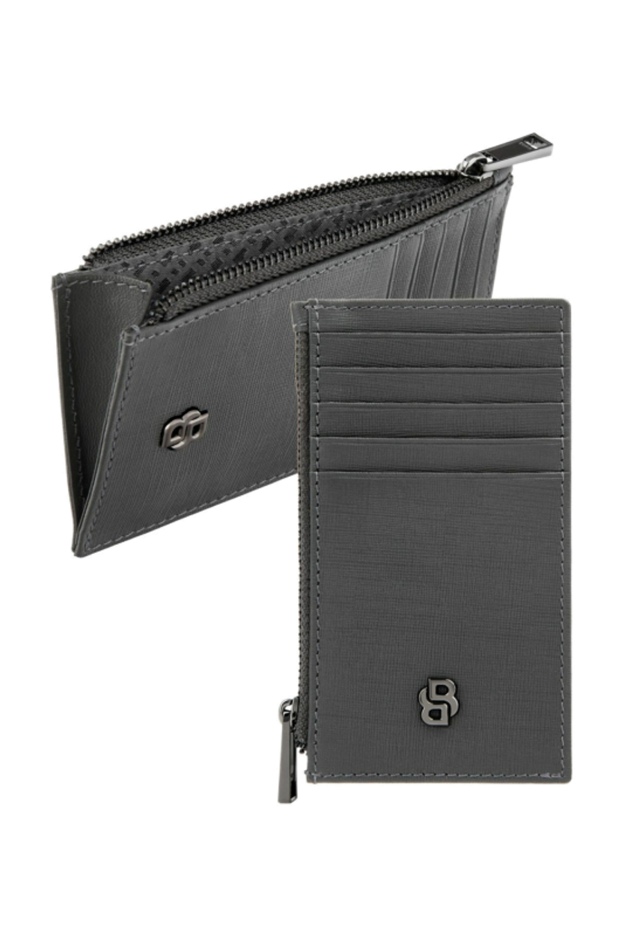 Porte-cartes zip Double B Saffiano Grey